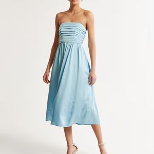 Satin Emerson ruched strapless dress